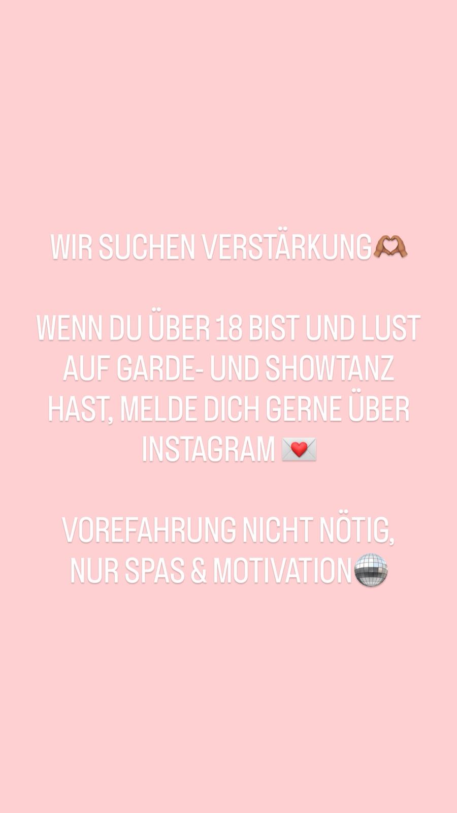 SV TANZGARDE SUCHT VERSTÄRKUNG! WENN DU ÜBER 1️⃣8️⃣ BIST UND LUST AUF GARDE- UND SHOWTANZ HAST, MELDE DICH GERNE ÜBER INSTAGRAM •